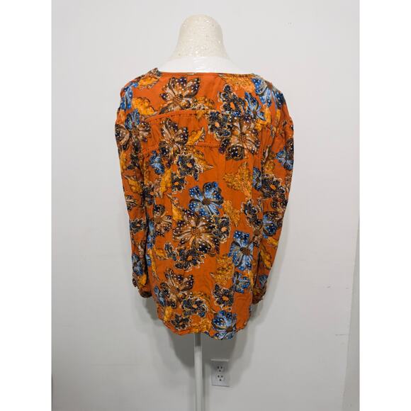 Old Navy floral peasant top sz L boho charm cottagecore retro fall - Picture 2 of 3